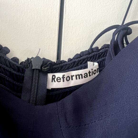 Reformation Kourtney Midi Dress Navy Blue Size 2 100% viscose - Picture 4 of 6